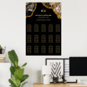 Black & Gold Agate Geode Wedding Seekarte Poster (Heimbüro)
