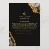 Black & Gold Agate Geode Wedding Willkommensreise Programm (Vorderseite)