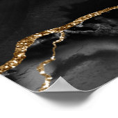 Black Gold Agate Geode Wedding Willkommenszeichen Poster (Ecke)