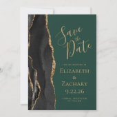 Black Gold Agate Green 5-Foto-Save the Date-Karte Save The Date (Vorderseite)