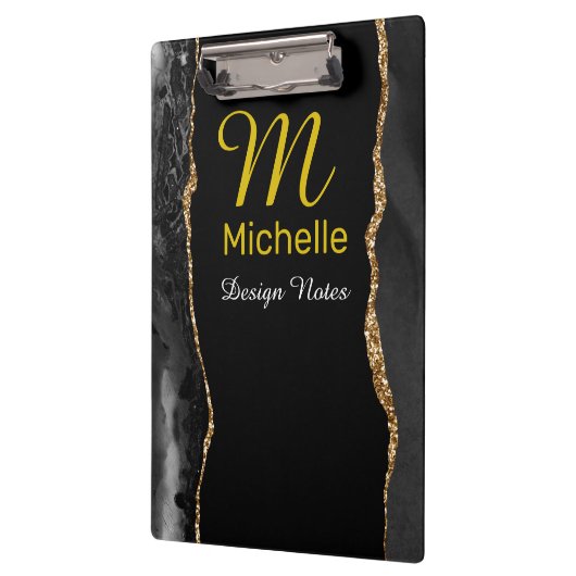 Black & Gold Agate Klemmbrett (Links)