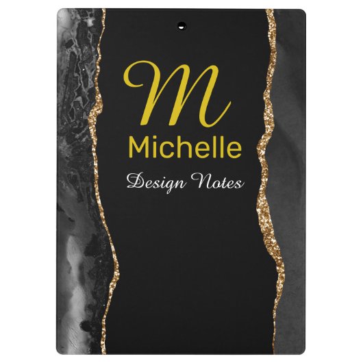 Black & Gold Agate Klemmbrett (Rückseite)