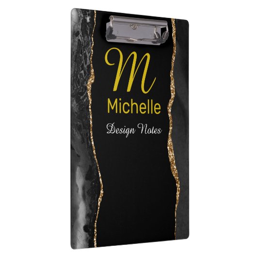 Black & Gold Agate Klemmbrett (Rechts)