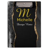 Black & Gold Agate Klemmbrett (Vorderseite)