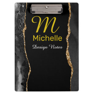 Black & Gold Agate Klemmbrett
