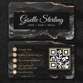 Black Gold Agate Luxury QR Code Visitenkarte