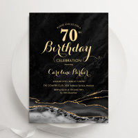 Black Gold Agate Marble 70. Geburtstag
