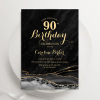 Black Gold Agate Marble 90. Geburtstag