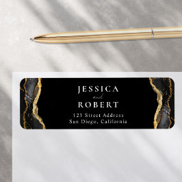 Black Gold Agate Marble Elegante Hochzeit