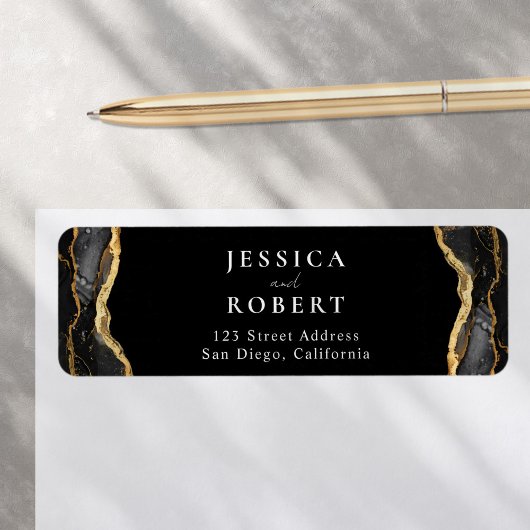 Black Gold Agate Marble Elegante Hochzeit