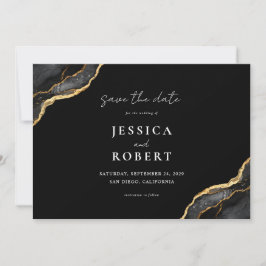 Black Gold Agate Marble Elegante Hochzeit Save The Date