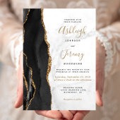 Black Gold Agate Marble Wedding Einladung