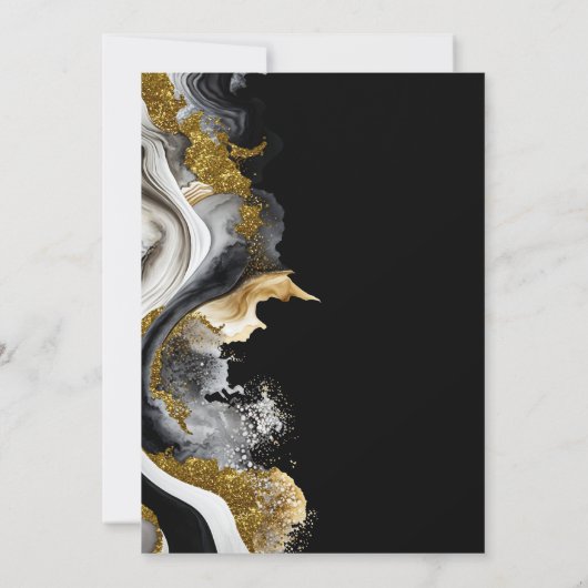 Black Gold Agate Marble Wedding Save the Date (Rückseite)
