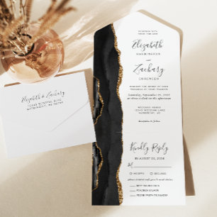 Black Gold Agate Meetings Optionen Hochzeit All In One Einladung