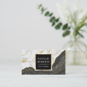 Black Gold Agate Moderne Marmorhaar Makeup Artist Visitenkarte (Stehend Vorderseite)
