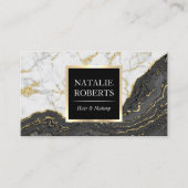Black Gold Agate Moderne Marmorhaar Makeup Artist Visitenkarte (Vorderseite)