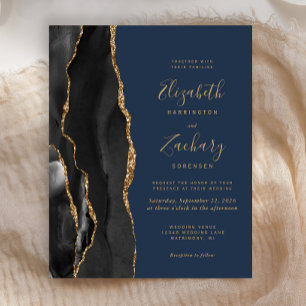 Black Gold Agate Navy Blue Wedite