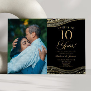 Black Gold Agate Party zum 10. Hochzeitstag Einladung