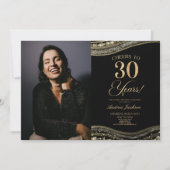 Black Gold Agate Picture 30. Geburtstag Party Einladung (Vorderseite)