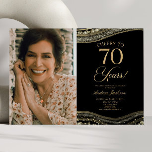 Black Gold Agate Picture 70. Geburtstagsparty Einladung