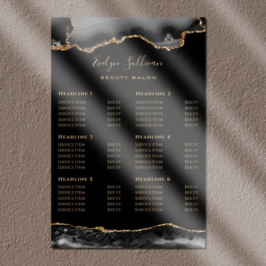 Black Gold Agate Preisliste Poster