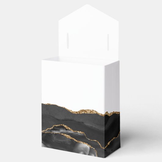 Black Gold Agate Script Erste Kommune Geschenkschachtel (Geöffnet)