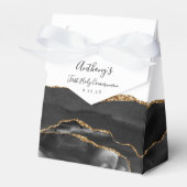 Black Gold Agate Script Erste Kommune Geschenkschachtel (Vorderseite)