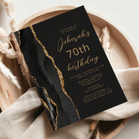 Black Gold Agate Slate Script 70. Geburtstag