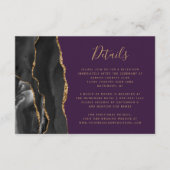 Black Gold Agate Tief Lila Hochzeitdetails Begleitkarte (Vorderseite)