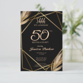 Black Gold Agate Überraschung 50. Geburtstag Einladung (Stehend Vorderseite)