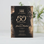 Black Gold Agate Überraschung 50. Geburtstag Einladung (Stehend Vorderseite)