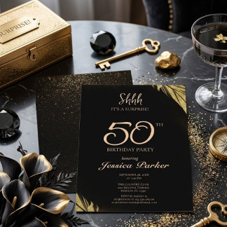 Black Gold Agate Überraschung 50. Geburtstag Einladung
