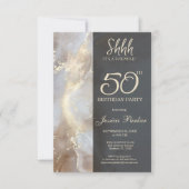 Black Gold Agate Überraschung 50. Geburtstag Einladung (Vorderseite)