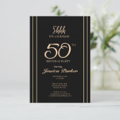 Black Gold Agate Überraschung 50. Geburtstag Einladung (Stehend Vorderseite)