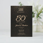 Black Gold Agate Überraschung 50. Geburtstag Einladung (Stehend Vorderseite)
