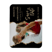 Black Gold Agate Wedding Foto Save the Date Magnet (Vertikal)