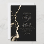 Black Gold Agate Wedding QR Code Elegant Einladung (Vorderseite)