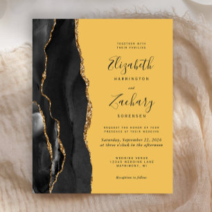 Black Gold Agate Yellow Wedite Einladung