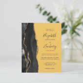 Black Gold Agate Yellow Wedite Einladung (Stehend Vorderseite)