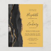 Black Gold Agate Yellow Wedite Einladung (Vorderseite)