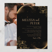 Black Gold Alkoholtink Foto Einladung Hochzeit (Vorne/Hinten)