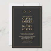 Black Gold All in One QR Code Hochzeit Einladung (Vorderseite)