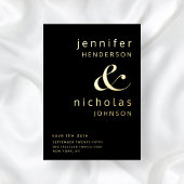 Black Gold Ampere und Hochzeit speichern das Datum Folieneinladung