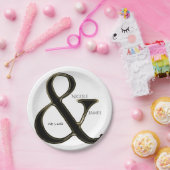 Black & Gold Ampersand Chic Hochzeitsempfang Pappteller (Party)