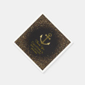 Black Gold Anchor Nautical Baby Dusche Vielen Dank Serviette (Ecke)