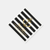 Black Gold Anchor Nautical Wedding Vielen Dank Serviette (Ecke)