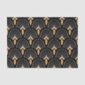 Black, Gold and White Art Deco Fan Flowers Motiv Seidenpapier (Vorderseite)