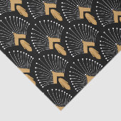Black, Gold and White Art Deco Fan Flowers Motiv Seidenpapier (Ausschnitt)