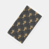 Black, Gold and White Art Deco Fan Flowers Motiv Serviette (Ecke)