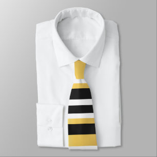 Black, Gold and White Vintage Stripes Neck Tie Krawatte